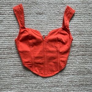Mara Hoffman Milla Denim Corset Top 100% Cotton Poppy NWT Size 00